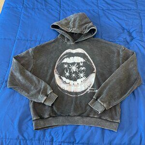 Graphic Spider Mouth Hoodie – Washed Black / Charcoal (Unisex)